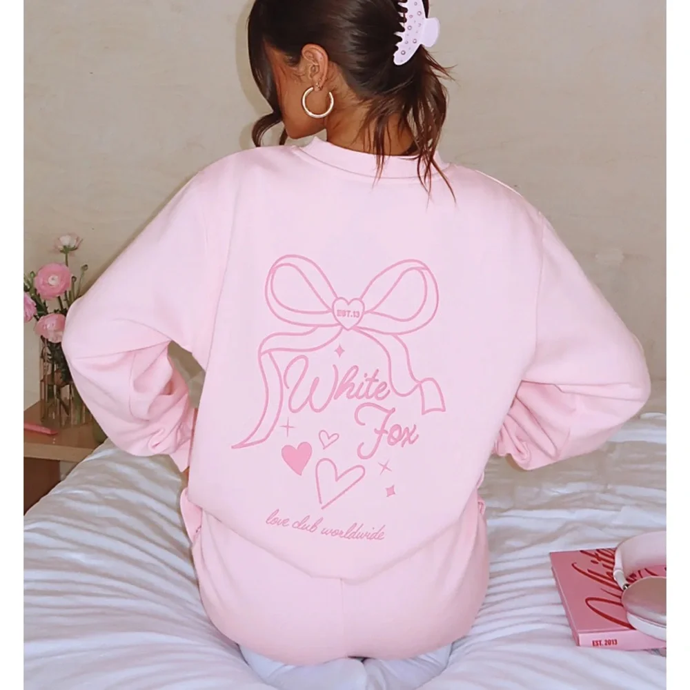 White Fox Pink Sweatshirt , Love you forever! - Picture 2 of 7
